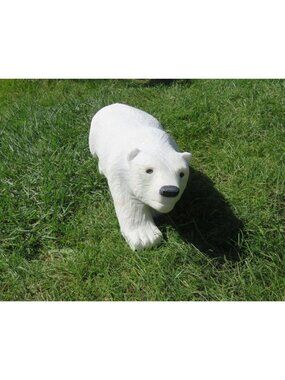White Stone Polar Bear Hand Carved Shona Sculpture From South Africa 45lbs